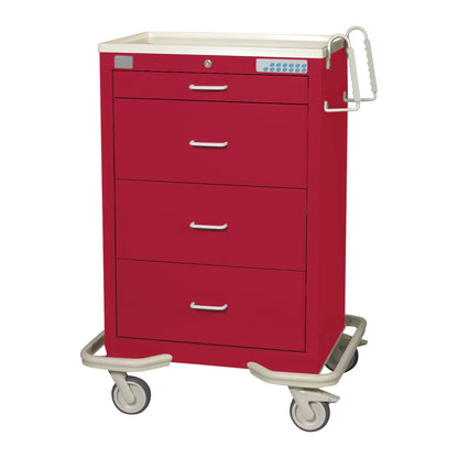Standard Series 4-Drawer Isolation Cart, Proximity Lock, Solid Red