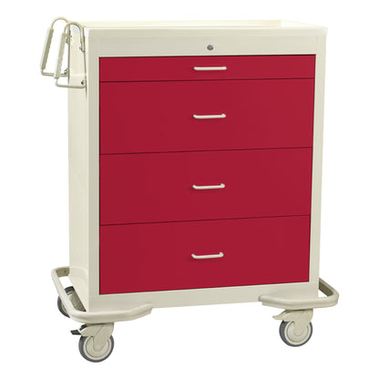 Wide Series 4-Drawer Isolation Cart, Electronic Lock, Two-Tone Red