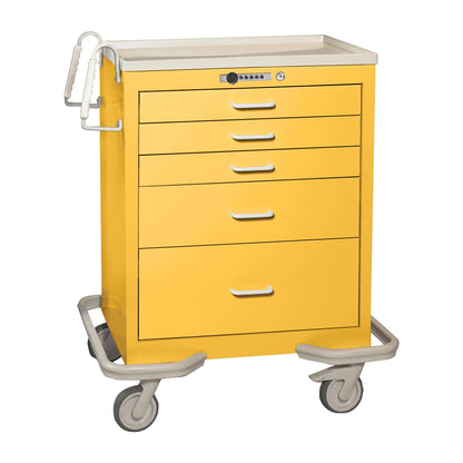 Standard Series 5-Drawer Anesthesia/Procedure Cart, Push-Button Lock, Solid Yellow