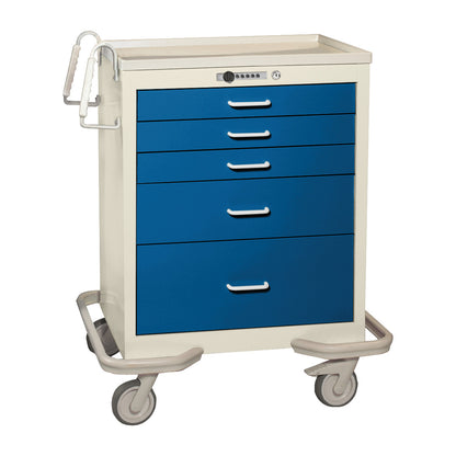 Standard Series 5-Drawer Anesthesia/Procedure Cart, Push-Button Lock, Two-Tone Dark Blue