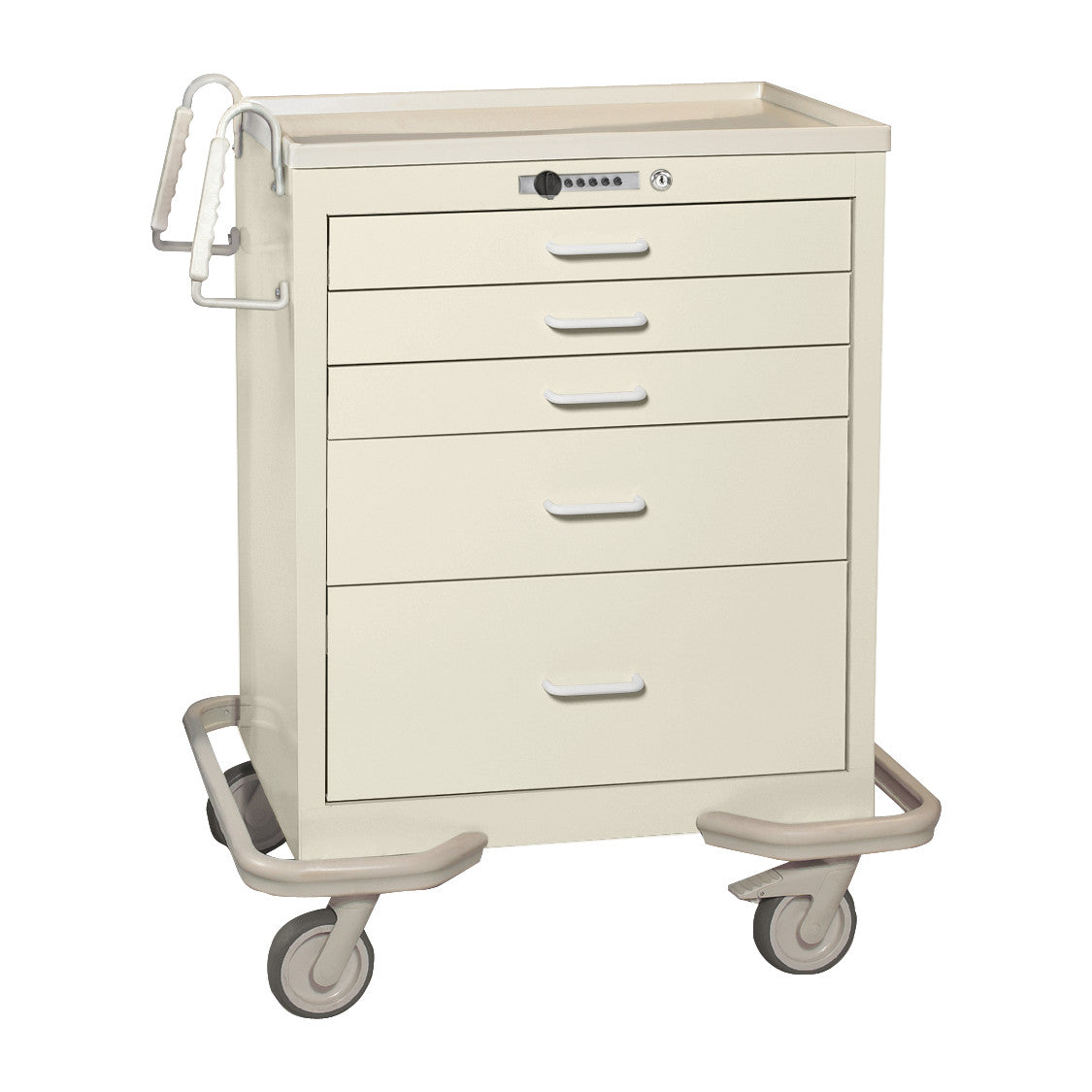 Standard Series 5-Drawer Anesthesia/Procedure Cart, Push-Button Lock, Two-Tone Beige