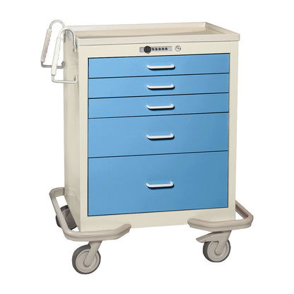 Standard Series 5-Drawer Anesthesia/Procedure Cart, Push-Button Lock, Two-Tone Slate Blue