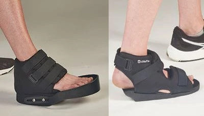 open heel and open forefoot orthosis in use
