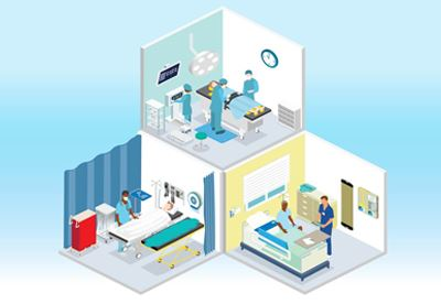 graphic of hospital rooms