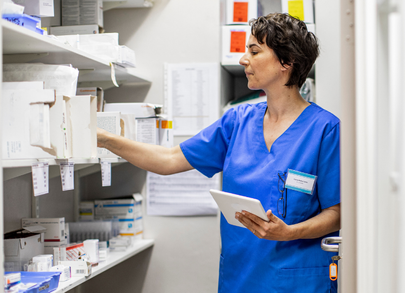 nurse getting supplies