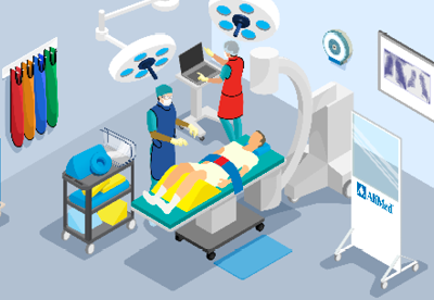 graphic of nurses helping patient with x ray